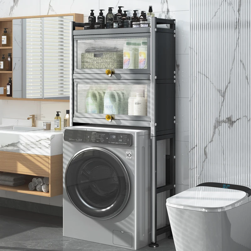 Washing machine shelf, bathroom rack, floor-to-ceiling multi-layer with cabinet door, flip cover, multi-functional storage
Washing machine shelf, bathroom rack, floor-to-ceiling multi-layer with cabinet door, flip cover, multi-functional storage