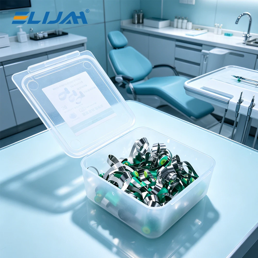 ELIJAH Dental Matrix Band 50Pcs/Box Gingival Wall LiftingLarge Curvature Adjustable Matrix System Matrices Universal Dental Tool
ELIJAH Dental Matrix Band 50Pcs/Box Gingival Wall LiftingLarge Curvature Adjustable Matrix System Matrices Universal Dental Tool