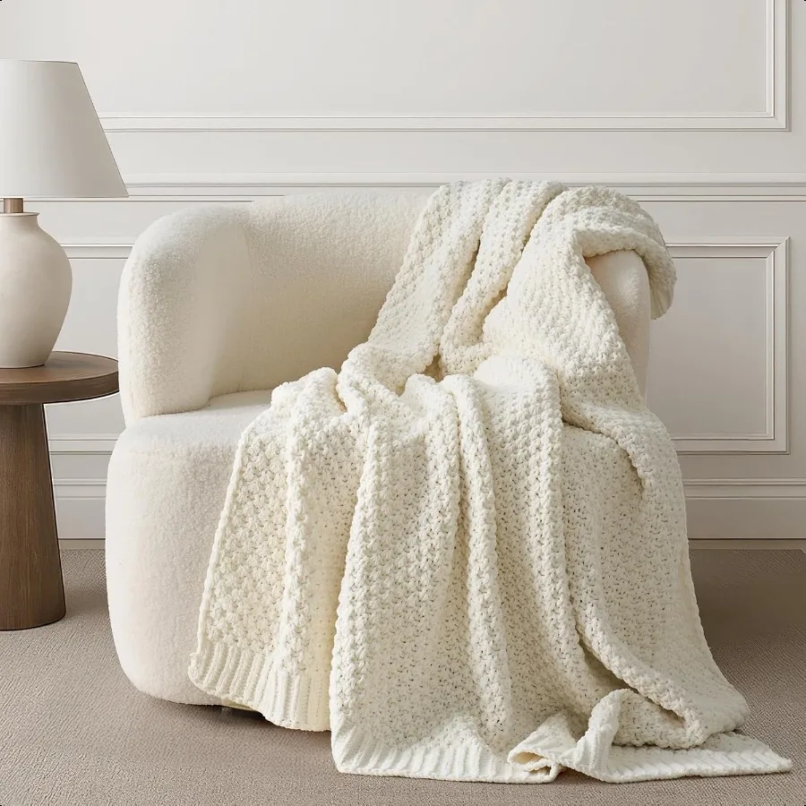 Chunky Chenille Knit Throw Blanket for Couch Soft Luxurious Moss Stitch Blankets for Bed Cozy Decorative Farmhouse Knitted Thro
Chunky Chenille Knit Throw Blanket for Couch Soft Luxurious Moss Stitch Blankets for Bed Cozy Decorative Farmhouse Knitted Thro
