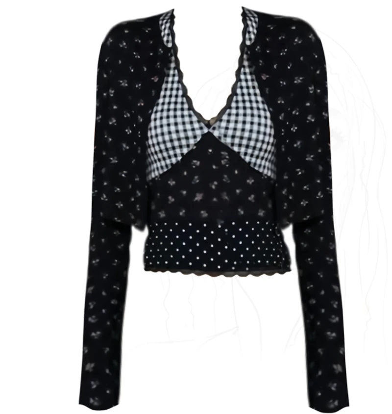 Korean Fashion Office Lady Two Piece Sets Y2k Aesthetic Flower Print Punk Cardigan Harajuku High Street Spliced V Neck Tank Tops
Korean Fashion Office Lady Two Piece Sets Y2k Aesthetic Flower Print Punk Cardigan Harajuku High Street Spliced V Neck Tank Tops