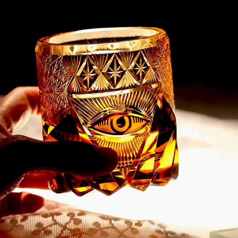 Edo Kiriko Hand Engraved God's Eye Whiskey Tumbler Amber Luxury Man's Style Heavy Black Old Fashioned Glass
Edo Kiriko Hand Engraved God's Eye Whiskey Tumbler Amber Luxury Man's Style Heavy Black Old Fashioned Glass