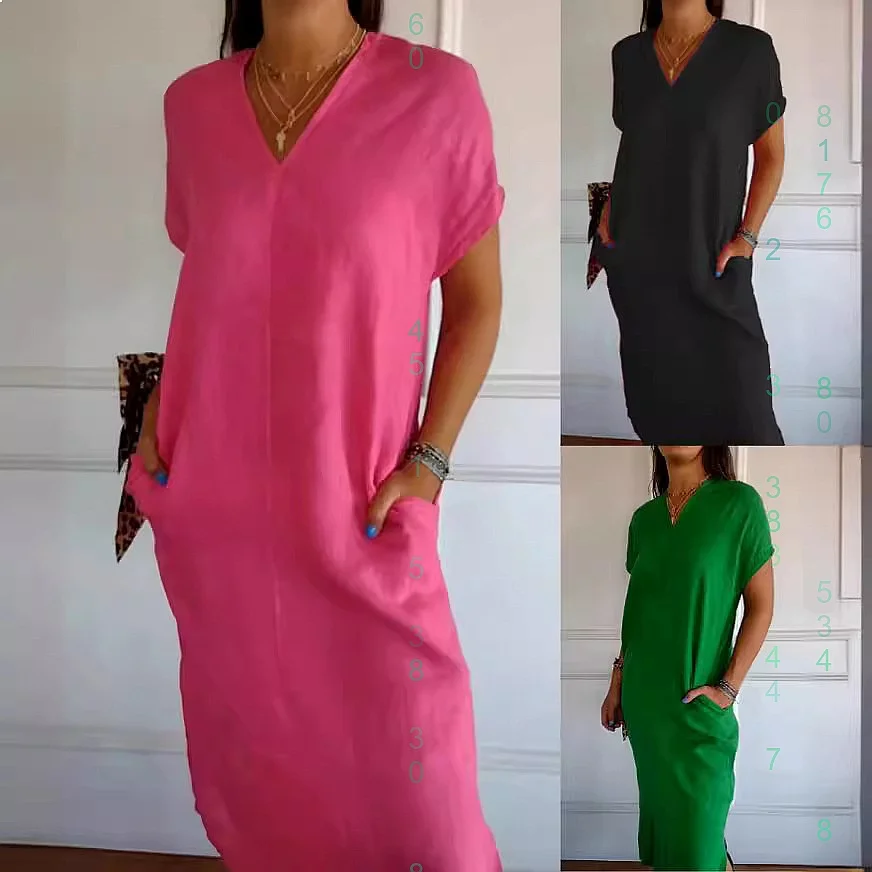 Spring Summer Cotton Linen V Neck Short Sleeve Slit Loose Dress Dresses Women
Spring Summer Cotton Linen V Neck Short Sleeve Slit Loose Dress Dresses Women