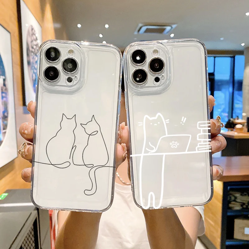 Cute Line Cat Soft Clear Phone Case For iPhone 16 15 14 13 11 12 Pro Max Cases For iPhone X XS XR 7 8 16 Plus 16E SE Cover Funda
Cute Line Cat Soft Clear Phone Case For iPhone 16 15 14 13 11 12 Pro Max Cases For iPhone X XS XR 7 8 16 Plus 16E SE Cover Funda