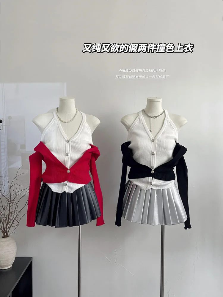 Y2K Patchwork Sexy Fake Two Sweater Women's Aesthetic Chic Off-the-shoulder 2023 Fall Long-sleeved Knit Cardigan Casual New Top
Y2K Patchwork Sexy Fake Two Sweater Women's Aesthetic Chic Off-the-shoulder 2023 Fall Long-sleeved Knit Cardigan Casual New Top