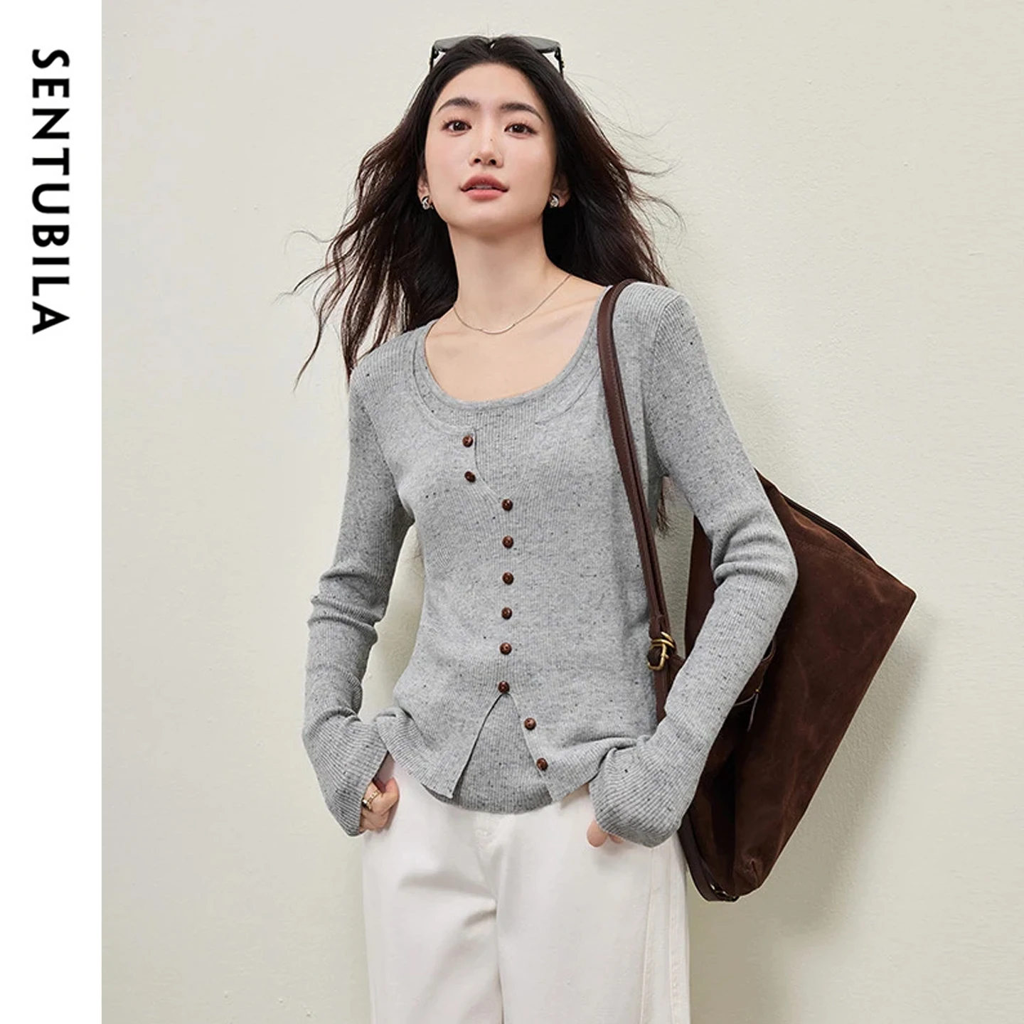 SENTUBILA Sweater for Women 2026 Spring Fake Two Piece Wool Blend Double Layered Collar Pullover Chic Office Lady Tops W61HE5369
SENTUBILA Sweater for Women 2026 Spring Fake Two Piece Wool Blend Double Layered Collar Pullover Chic Office Lady Tops W61HE5369