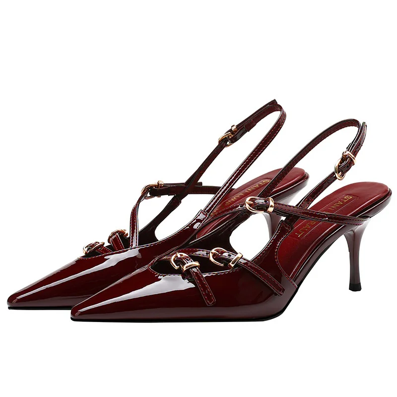 New Summer Women's High Heels, Toe-cap Patent Leather Buckle Straps, Cat Heel Sandals, Sexy Backless High Heels
New Summer Women's High Heels, Toe-cap Patent Leather Buckle Straps, Cat Heel Sandals, Sexy Backless High Heels