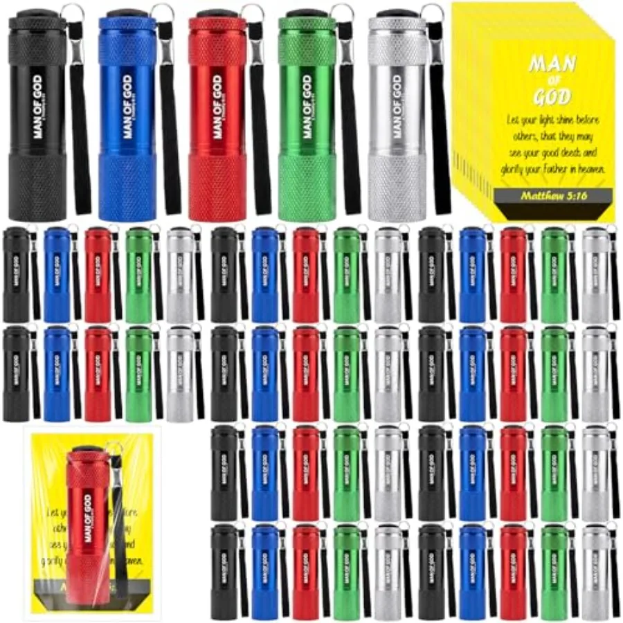 50 Sets Man of God Gifts Mini Flashlights Bulk Bright Aluminum 9 LED Handheld Flash Light with Christian Bible Verse Cards for
50 Sets Man of God Gifts Mini Flashlights Bulk Bright Aluminum 9 LED Handheld Flash Light with Christian Bible Verse Cards for
