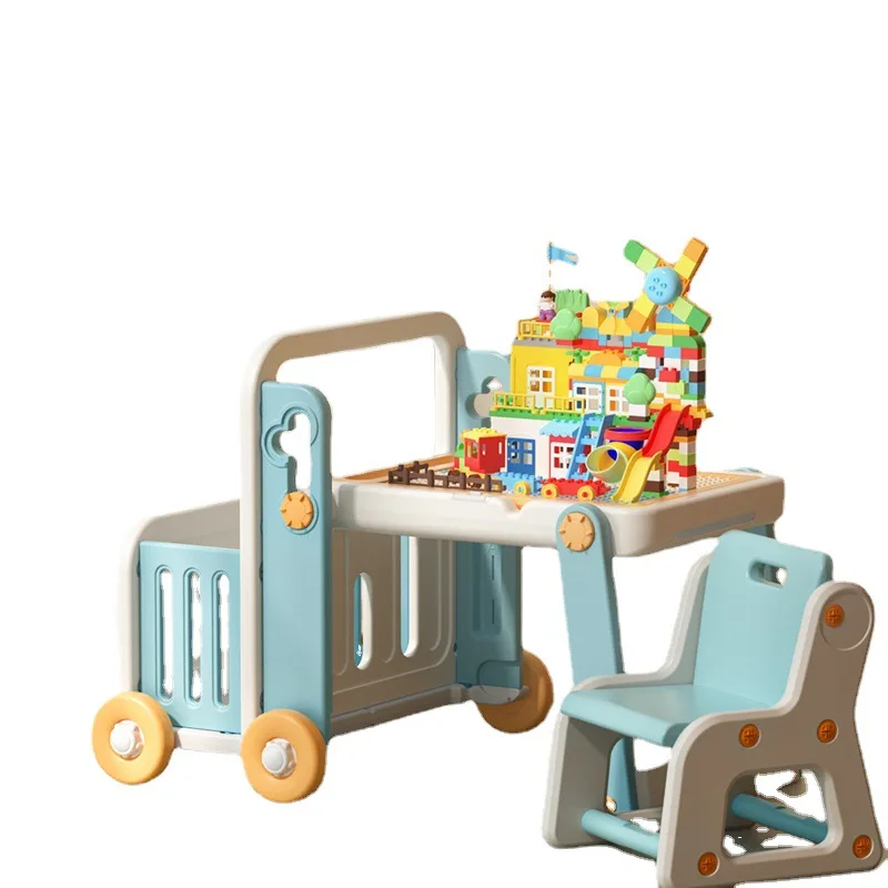 Building Blocks Table Foldable and Storage HDPE Large Particle Splicing Children's Multifunctional Building Blocks Table