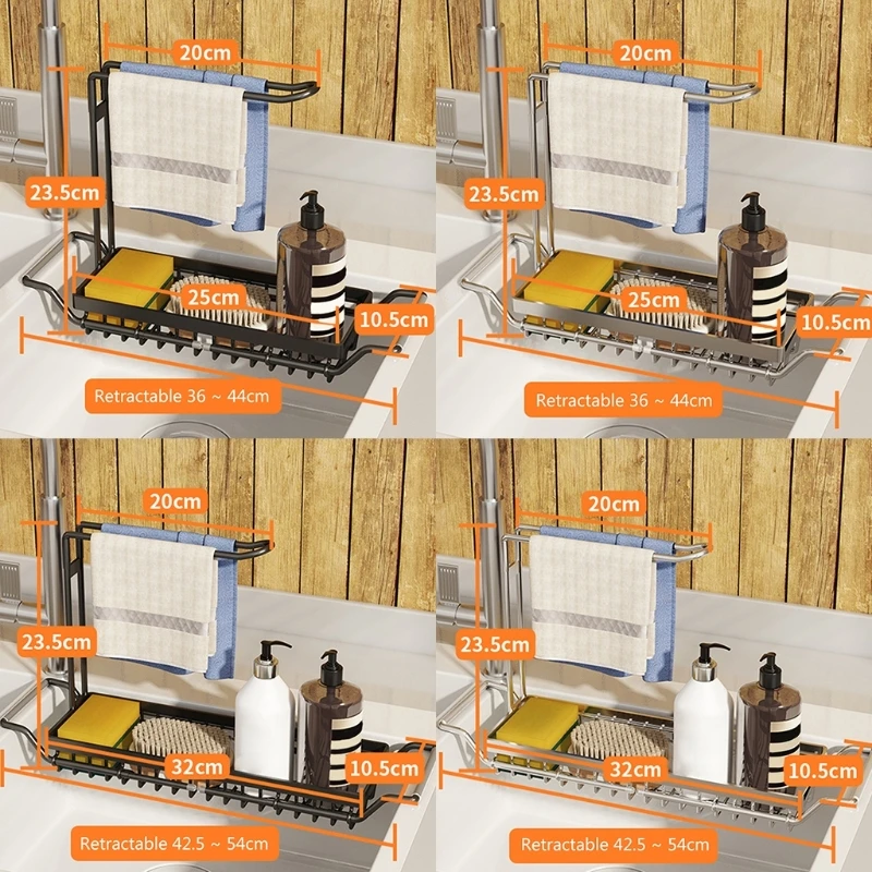 Telescopic Sink Stainless Steel Rack Dish Drying Drain Basket Sponge Soap Towel Holder Kitchen Accessories
Telescopic Sink Stainless Steel Rack Dish Drying Drain Basket Sponge Soap Towel Holder Kitchen Accessories