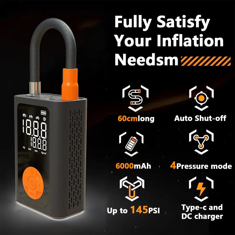 Беспроводной насос | Портативный насос для шин - беспроводной компрессор с цифровым манометром и светодиодной подсветкой, перезаряжаемый через USB
Беспроводной насос | Портативный насос для шин - беспроводной компрессор с цифровым манометром и светодиодной подсветкой, перезаряжаемый через USB