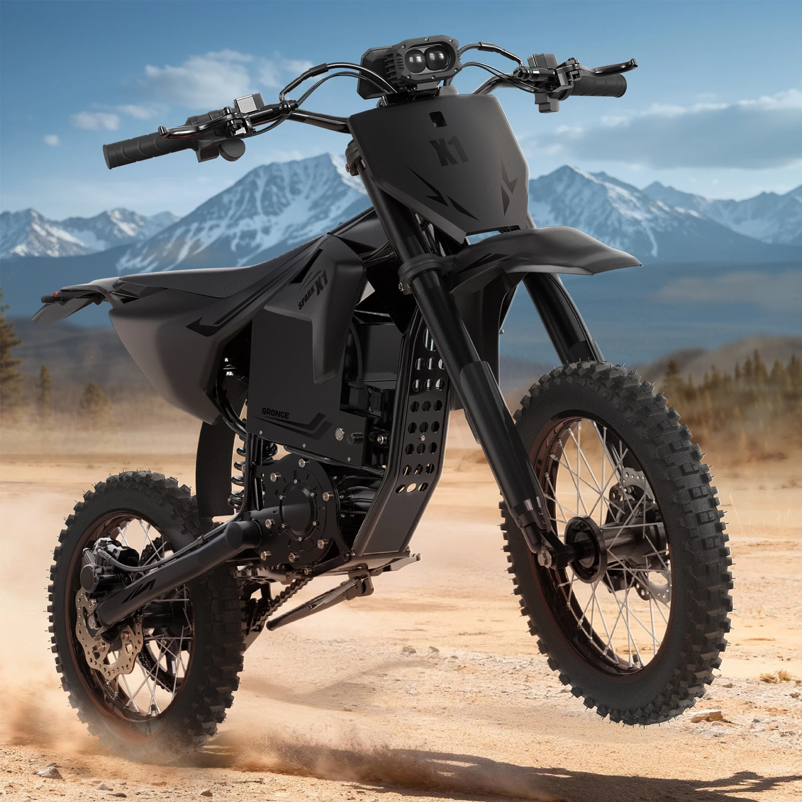 QRONGE X1 Spark Electric Dirt Bike 4500W Peak&Up to 60 Miles 50MPH 60V 28.8Ah Battery E-Bike 14"/12" Fat Tire Electric Motorcycle for Mountain Off-Road Teens Adults + 1 Year Warranty
QRONGE X1 Spark Electric Dirt Bike 4500W Peak&Up to 60 Miles 50MPH 60V 28.8Ah Battery E-Bike 14"/12" Fat Tire Electric Motorcycle for Mountain Off-Road Teens Adults + 1 Year Warranty