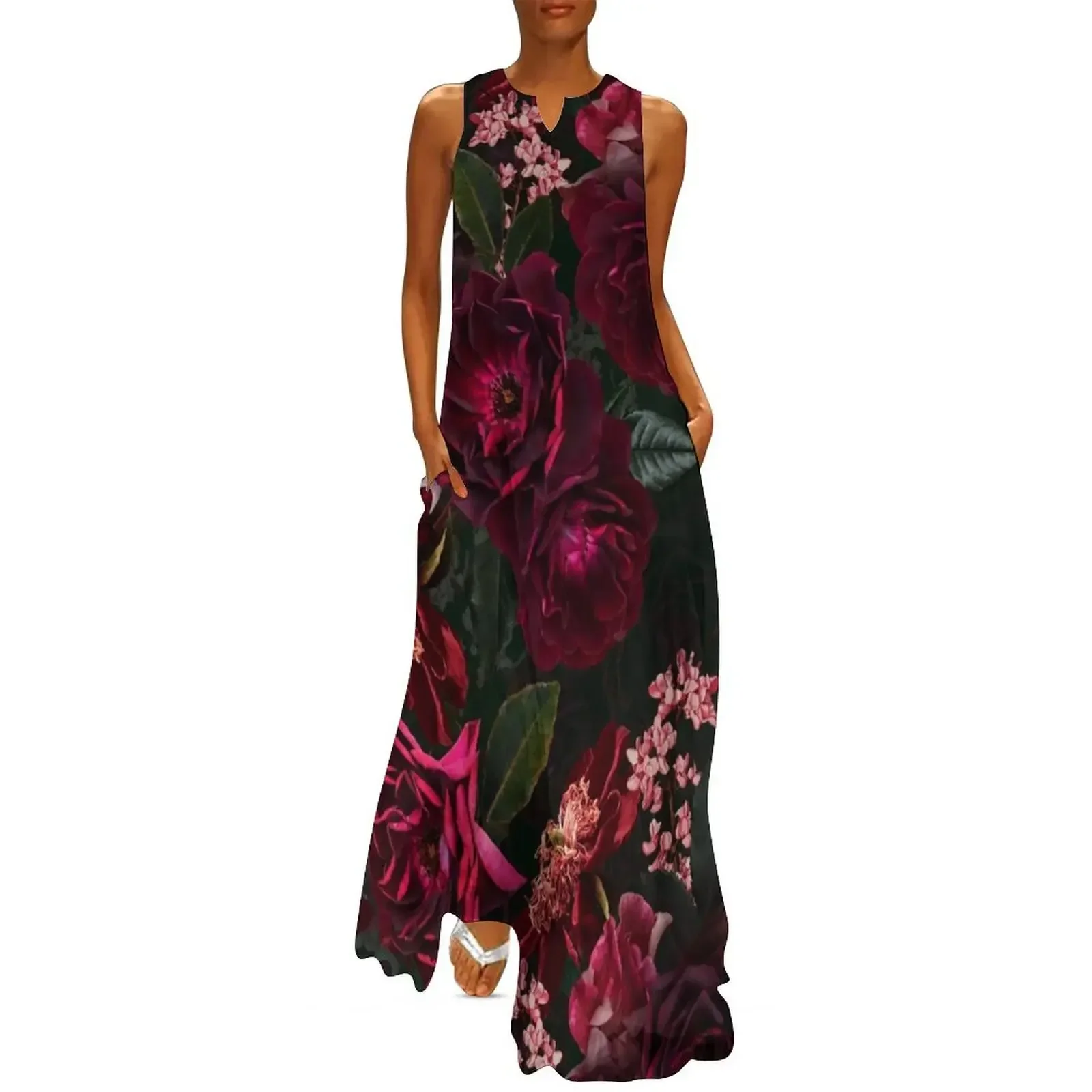 Antique Midnight Botanical Flower Rose Garden Long Dress sensual sexy dress for women Dress 
Antique Midnight Botanical Flower Rose Garden Long Dress sensual sexy dress for women Dress