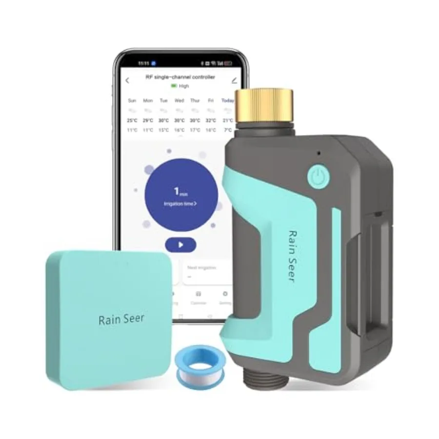 Smart WiFi Sprinkler Timer with 1666 Feet RF Gateway Brass Inlet Water Timer for Garden Hose App Remote Control with Alexa Rain
Smart WiFi Sprinkler Timer with 1666 Feet RF Gateway Brass Inlet Water Timer for Garden Hose App Remote Control with Alexa Rain