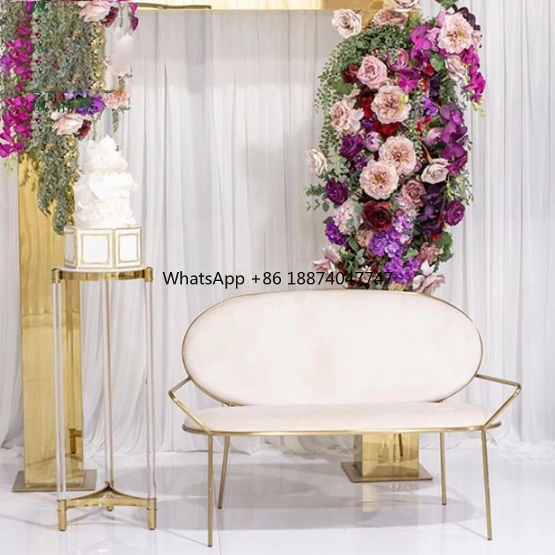 Double seat metal frame wedding centerpieces velvet sofa for wedding bride and groom
Double seat metal frame wedding centerpieces velvet sofa for wedding bride and groom