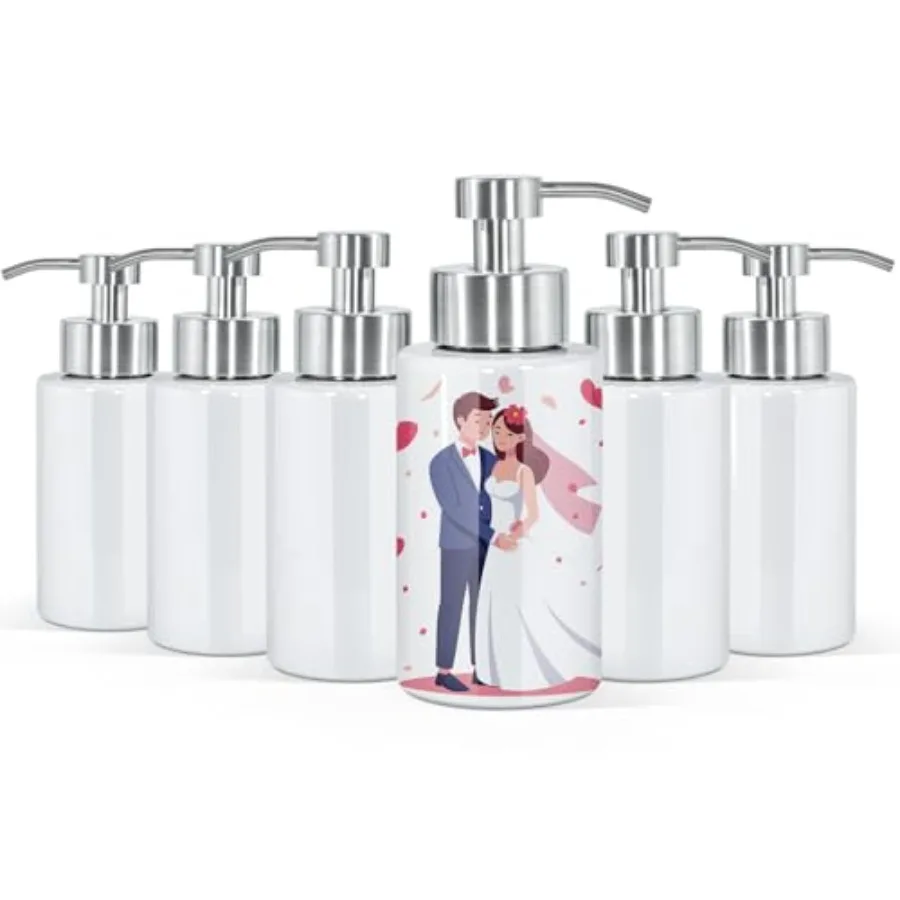 Sublimation Soap Dispenser, 6 Pack Refillable Liquid Soap Dispenser for Bathroom and Kitchen, Stainless Steel Pump, 16 oz
Sublimation Soap Dispenser, 6 Pack Refillable Liquid Soap Dispenser for Bathroom and Kitchen, Stainless Steel Pump, 16 oz