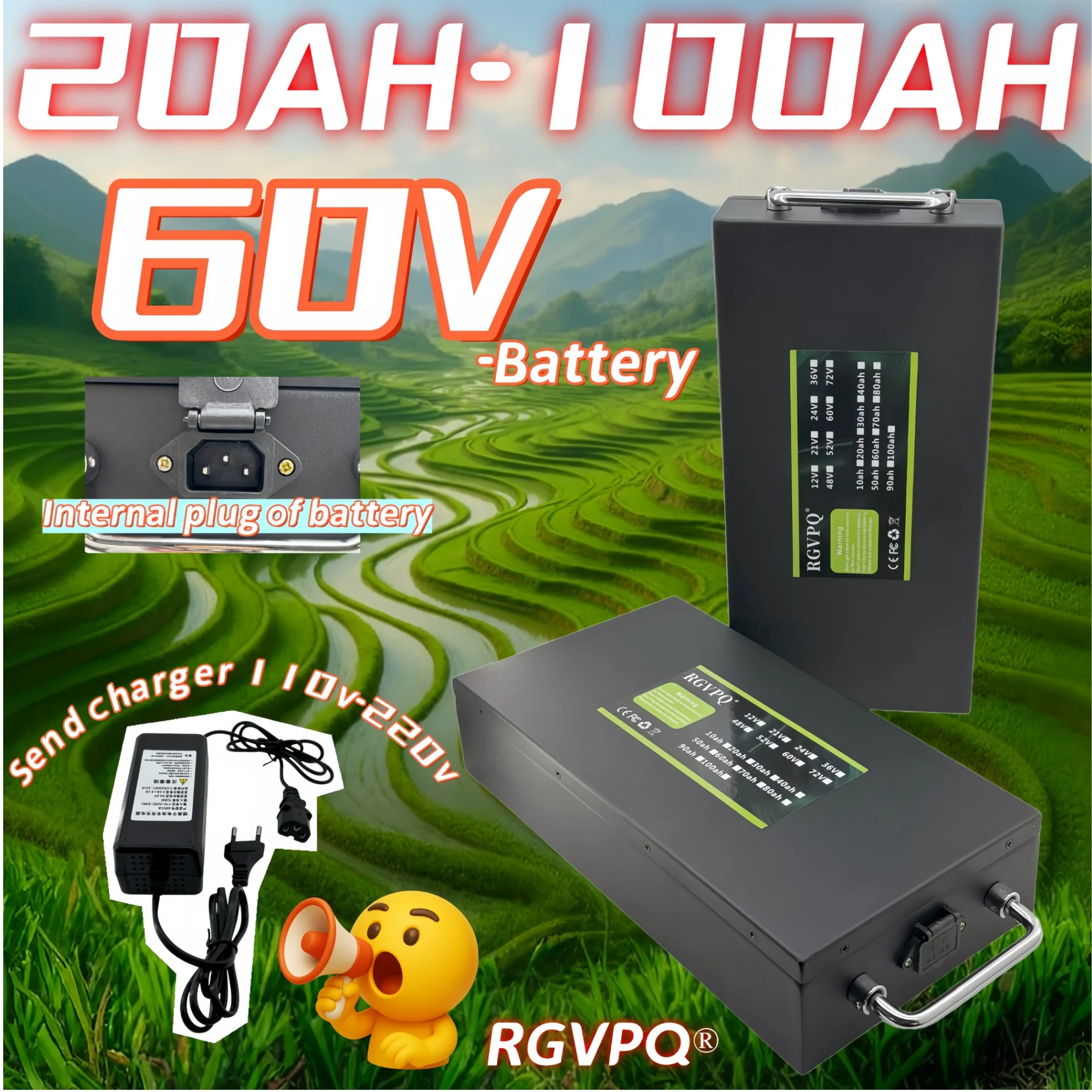 Air transportation, 100% brand new Harley 60V 20AH-100AH waterproof lithium power battery suitable for CityCoco electric scooter 
Air transportation, 100% brand new Harley 60V 20AH-100AH waterproof lithium power battery suitable for CityCoco electric scooter