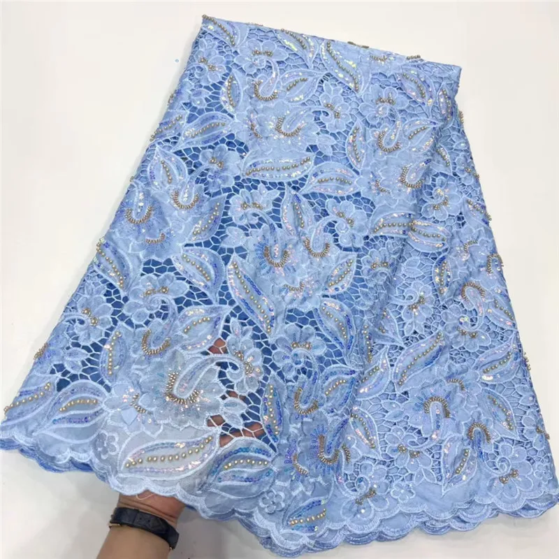 African Sequins Lace Fabric, Light Blue, Handmade, Beaded, Nigerian, French, Hollow, Material for Wedding Dress, High Quality 2
African Sequins Lace Fabric, Light Blue, Handmade, Beaded, Nigerian, French, Hollow, Material for Wedding Dress, High Quality 2
