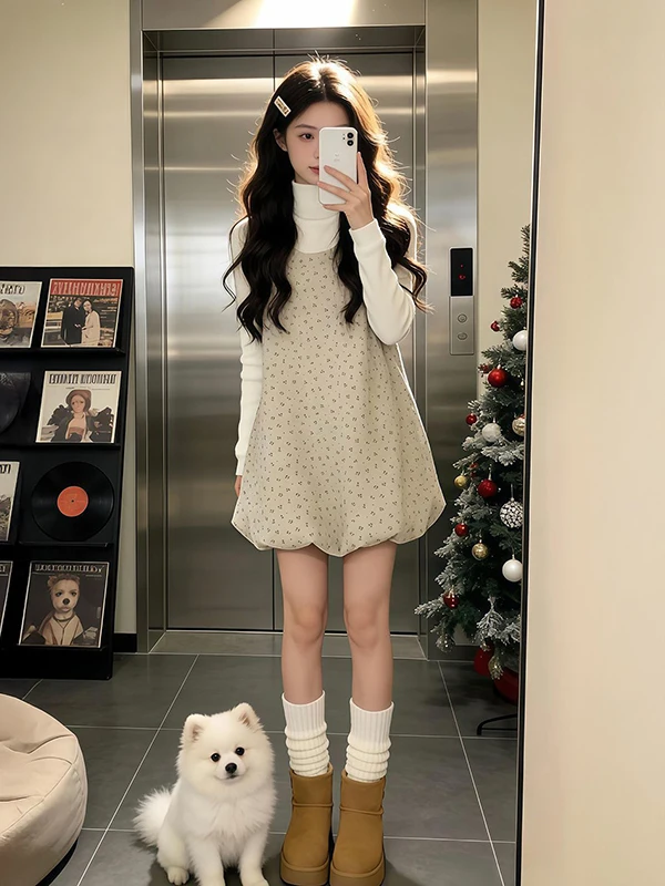 Gentle Lady College Style U-Neck Sleeveless Floral Bloom Dress Long Sleeve Knitted Top Two-Piece Set Casual Fashion Ensemble
Gentle Lady College Style U-Neck Sleeveless Floral Bloom Dress Long Sleeve Knitted Top Two-Piece Set Casual Fashion Ensemble
