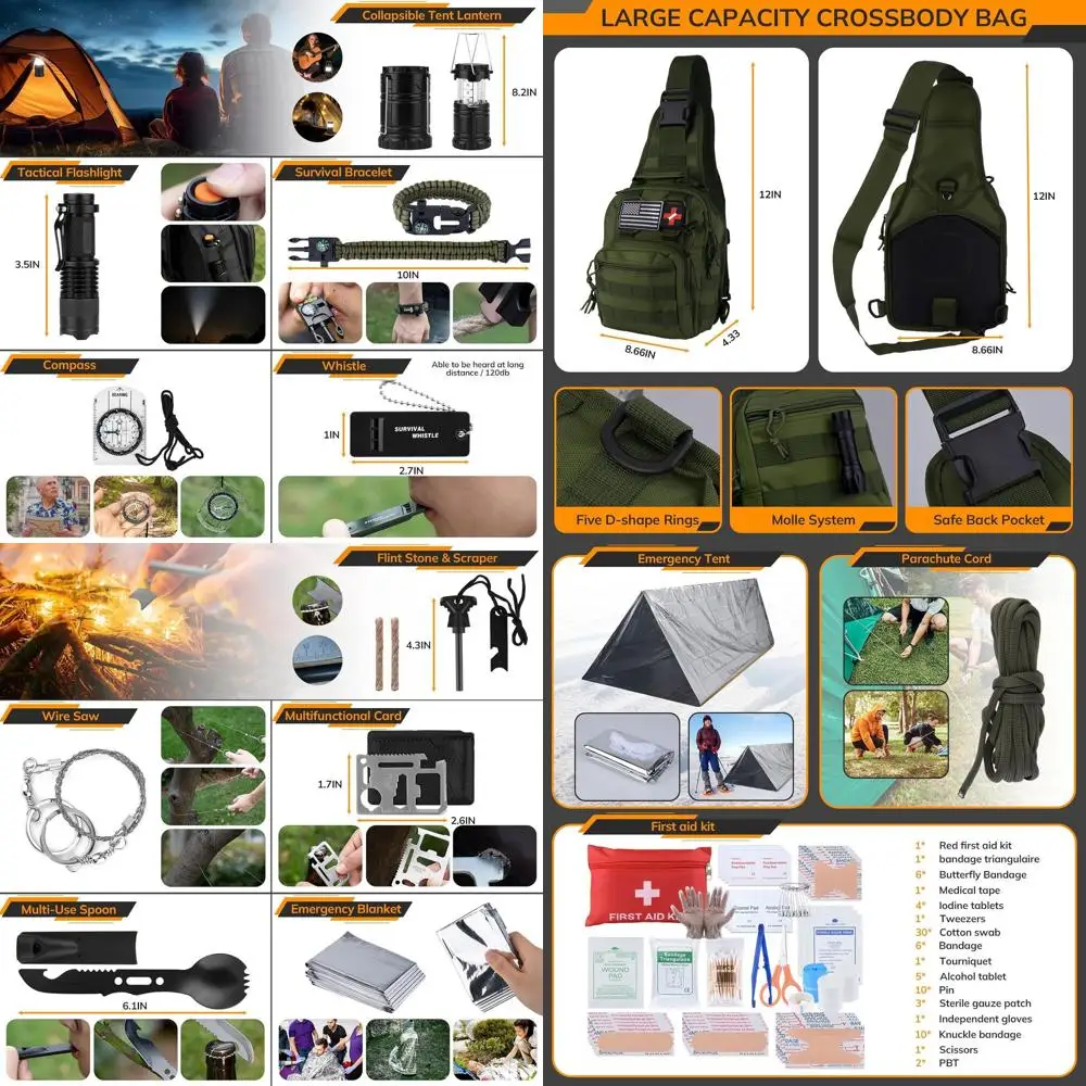 Survival Kit, 250pcs Survival Tools Tactical Gear and Trauma Bag, Survival First Aid Kit with Molle Crossbody Bag & Emergency Te
Survival Kit, 250pcs Survival Tools Tactical Gear and Trauma Bag, Survival First Aid Kit with Molle Crossbody Bag & Emergency Te