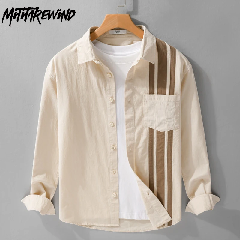 Spring Summer New Long Sleeve Shirts Man Korean Fashion Mens Shirts Pure Cotton Top Stripe Patchwork Shirt Mens Designer Clothes
Spring Summer New Long Sleeve Shirts Man Korean Fashion Mens Shirts Pure Cotton Top Stripe Patchwork Shirt Mens Designer Clothes
