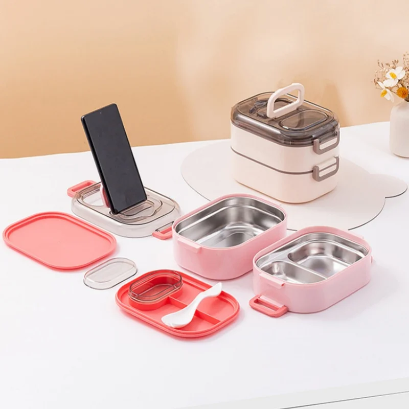 600ml Double-layer Lunch Box with Handle Portable Microwaveable Lunch Box for Students Kids Office Workers Cute Bento Box
600ml Double-layer Lunch Box with Handle Portable Microwaveable Lunch Box for Students Kids Office Workers Cute Bento Box