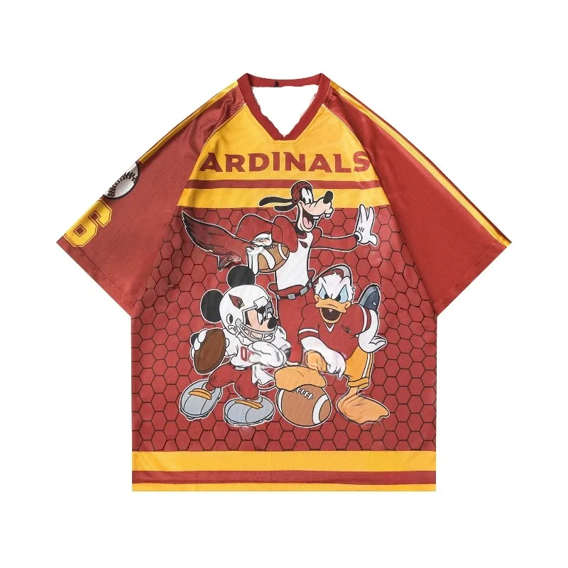 2025 MINISO, новинка Sanrio Hello Kitty Disney Mickey, свободный повседневный быстросохнущий модный топ с короткими рукавами для пар, 3D-печать 
2025 MINISO, новинка Sanrio Hello Kitty Disney Mickey, свободный повседневный быстросохнущий модный топ с короткими рукавами для пар, 3D-печать