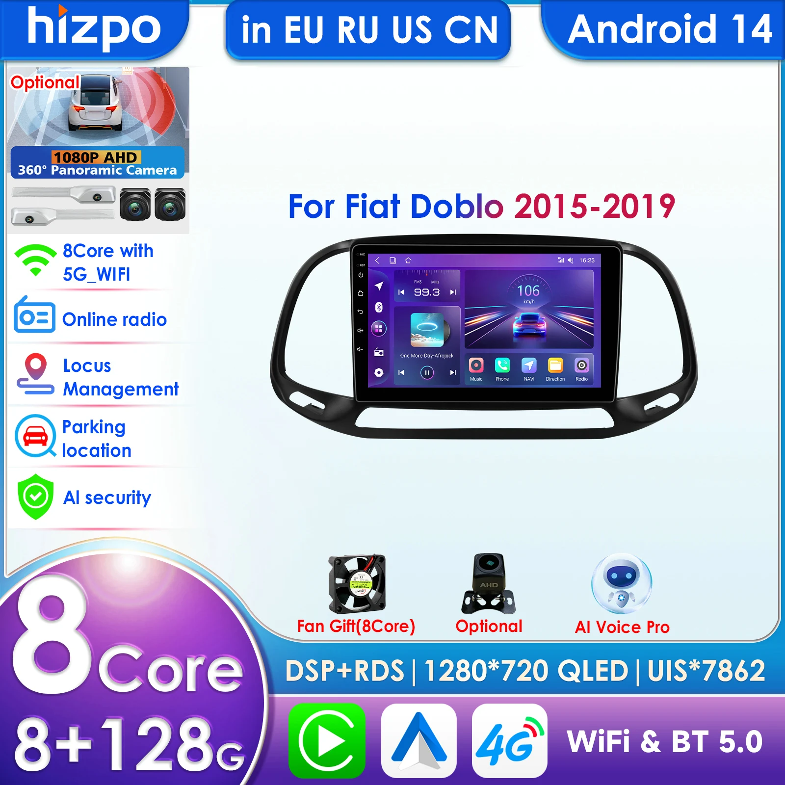 7862 AI Audio 2din Android Autoradio for Fiat Doblo 2015-2019 Car Radio Multimedia Video Player GPS Wireless Carplay Auto 4G DSP
7862 AI Audio 2din Android Autoradio for Fiat Doblo 2015-2019 Car Radio Multimedia Video Player GPS Wireless Carplay Auto 4G DSP