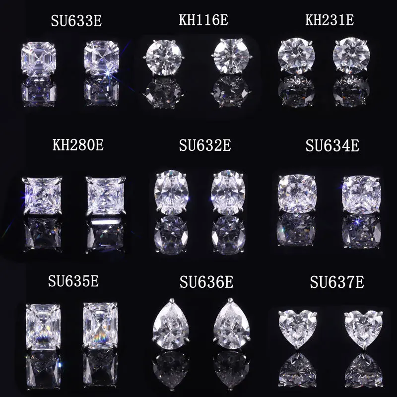 Round/Oval/Square/Oval/Asscher/Cushion/Pear/Heart 0.3/0.5ct Moissanite Earrings Stud 925 Sterling Silver
Round/Oval/Square/Oval/Asscher/Cushion/Pear/Heart 0.3/0.5ct Moissanite Earrings Stud 925 Sterling Silver