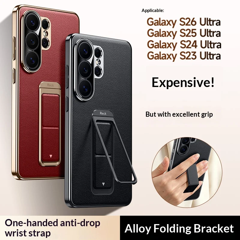 Folding Wristband Metal Holder Phone Case, For Samsung Galaxy S26 S25 S24 S23 Ultra Lens Full Protection Luxury Leather Case
Folding Wristband Metal Holder Phone Case, For Samsung Galaxy S26 S25 S24 S23 Ultra Lens Full Protection Luxury Leather Case