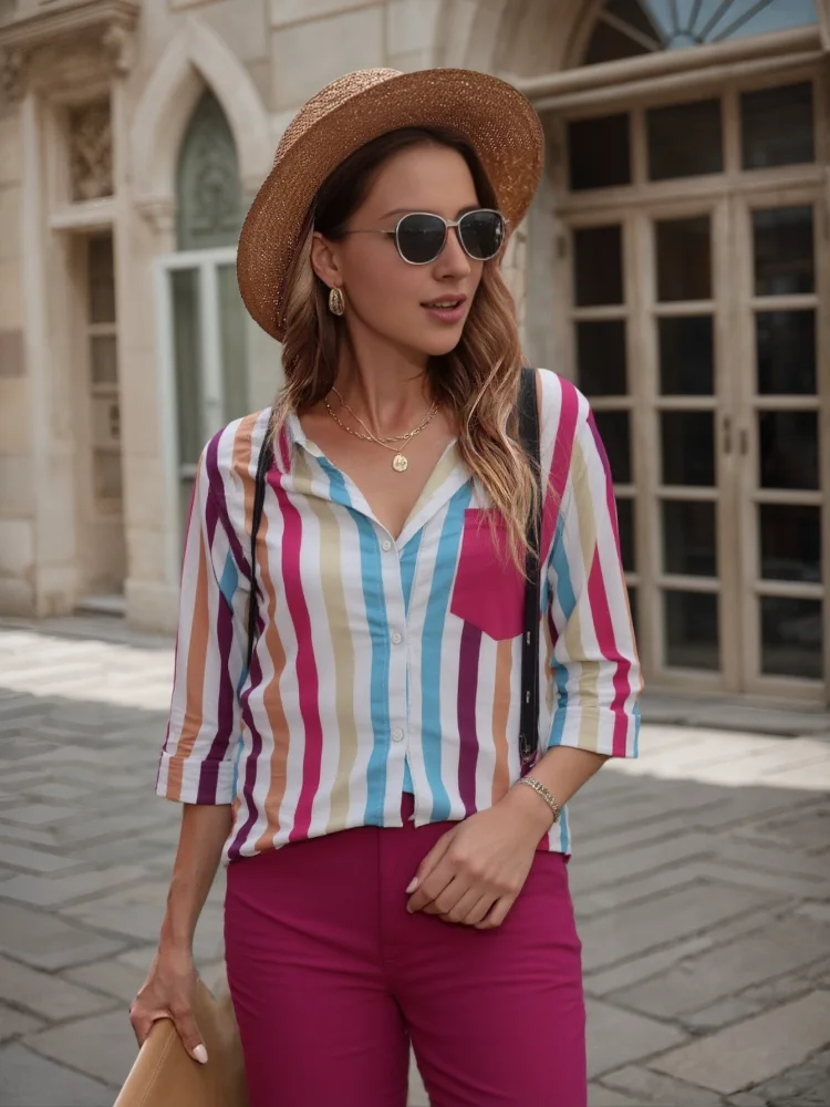 2Pcs/Set Women Outfit Shirt Pants Set Casual Elastic Waist Breathable Stripes Blouse Pant Suits Spring Summer Women Set Clothing
2Pcs/Set Women Outfit Shirt Pants Set Casual Elastic Waist Breathable Stripes Blouse Pant Suits Spring Summer Women Set Clothing