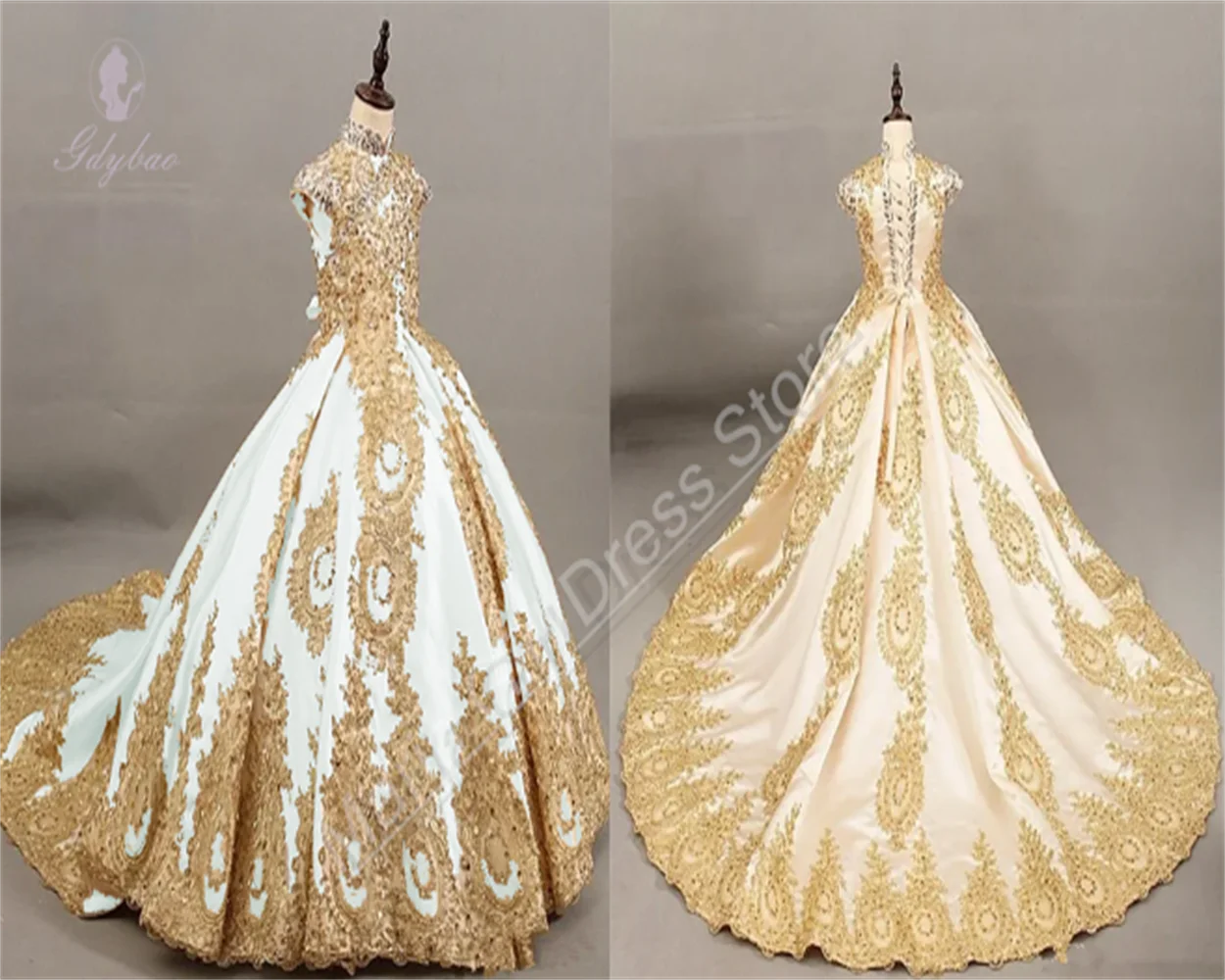 Gorgeous Flower Girl Dresses For Wedding Gold Lace Sleeveless High Neck 1st Children's Birthdays Communion Gowns
Gorgeous Flower Girl Dresses For Wedding Gold Lace Sleeveless High Neck 1st Children's Birthdays Communion Gowns