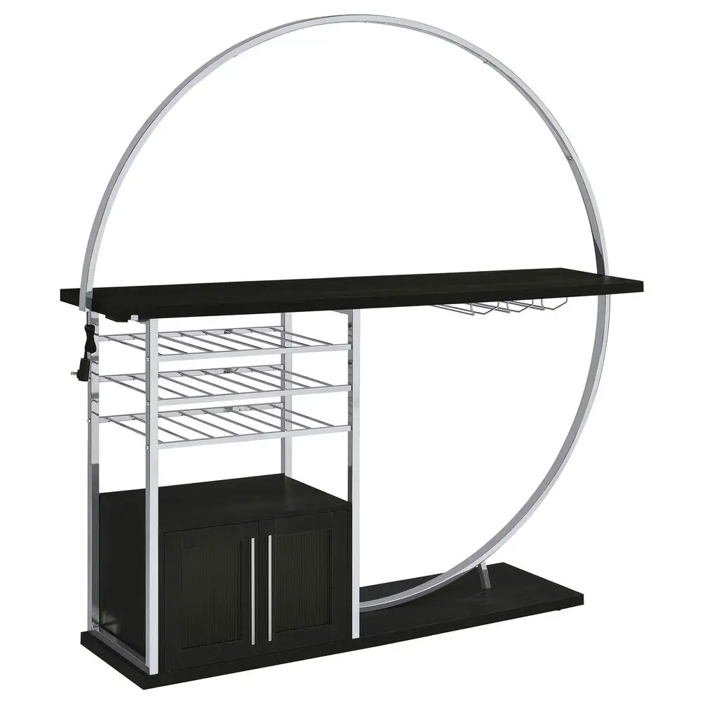Home Furnishings Risley Wood amp Metal 2Door Circular LED Home Bar Cabinet with 3Tier Bottle Storage amp Stemware Rack Dining R
Home Furnishings Risley Wood amp Metal 2Door Circular LED Home Bar Cabinet with 3Tier Bottle Storage amp Stemware Rack Dining R