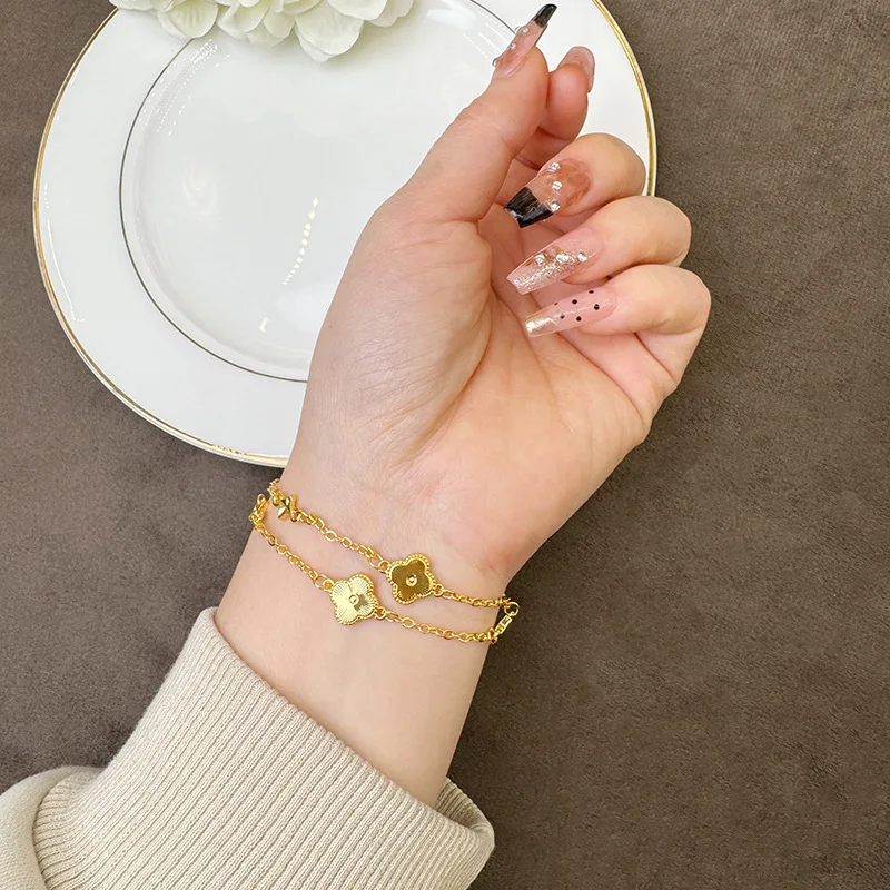 Luxury 24K 9999 Pure Gold real gold Women's Palace Style Double-Layer Plum Blossom All-Match Bracelet
Luxury 24K 9999 Pure Gold real gold Women's Palace Style Double-Layer Plum Blossom All-Match Bracelet