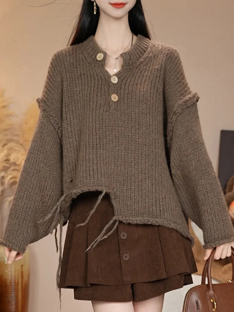 Laid-back Style Off-center V-neck Knitwear Women's Fashion Autumn New Arrival Casual Comfortable Loose Fit Short Sleeve Top
Laid-back Style Off-center V-neck Knitwear Women's Fashion Autumn New Arrival Casual Comfortable Loose Fit Short Sleeve Top