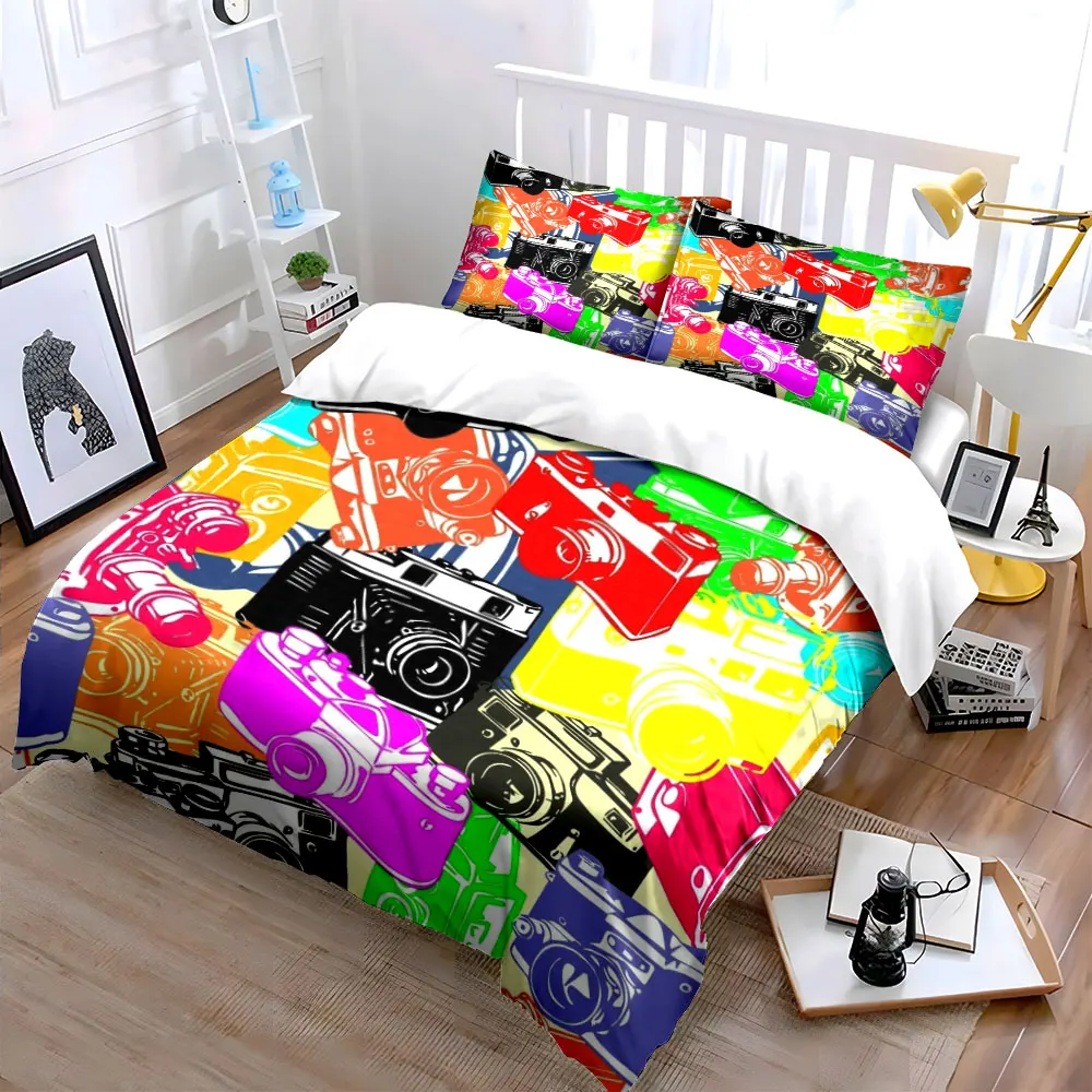"Retro Camera Pattern Decor Set" Multiple sizes kid's and adults' bedroom Exquisite 3PC bedding set, gift
"Retro Camera Pattern Decor Set" Multiple sizes kid's and adults' bedroom Exquisite 3PC bedding set, gift