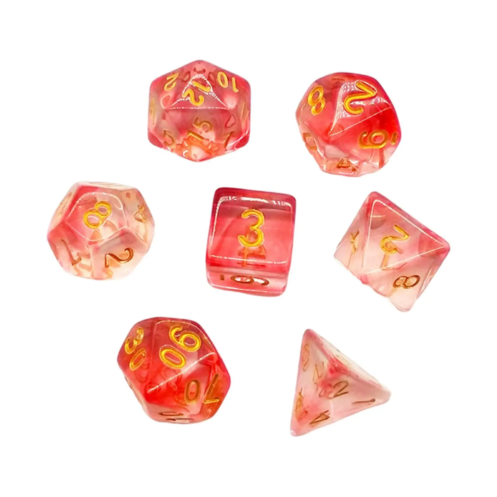 7Pcs Polyhedral D8 D10 D12 D20 Role Playing for Dnd Rpg Table Games