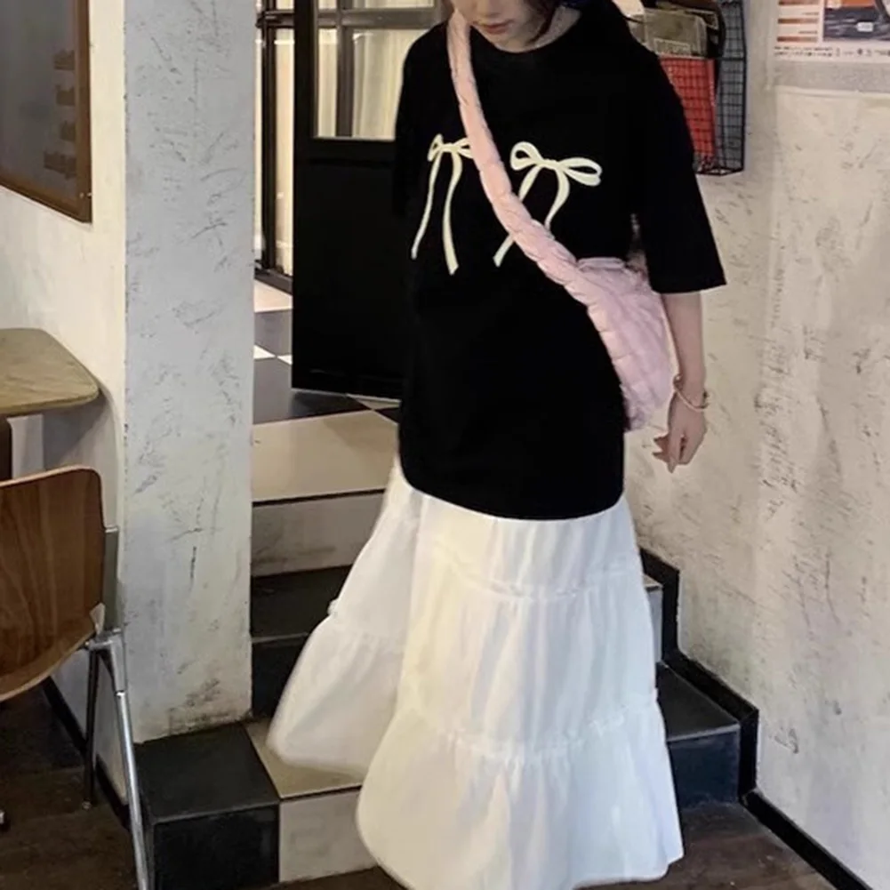 Casual Wear Bow Print Top Slim Fit Top All-match Style Crew Neck Design Gyaru Fashion Microelasticity Fabric Leisure Time
Casual Wear Bow Print Top Slim Fit Top All-match Style Crew Neck Design Gyaru Fashion Microelasticity Fabric Leisure Time
