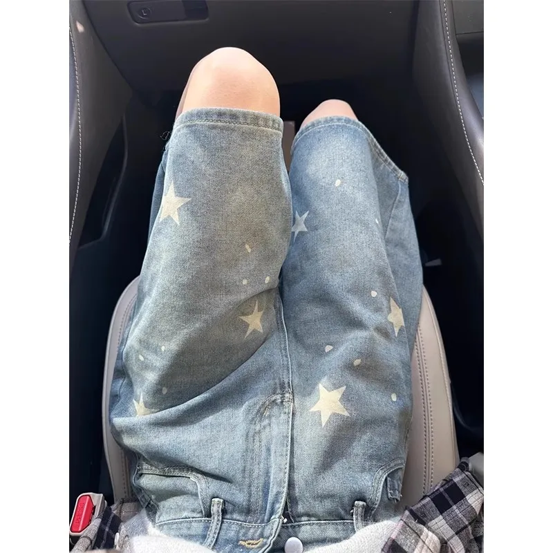 Y2K Star Denim Short Pants Women American Spring Summer Straight Leg Loose Five Quarter Wide Leg
Y2K Star Denim Short Pants Women American Spring Summer Straight Leg Loose Five Quarter Wide Leg