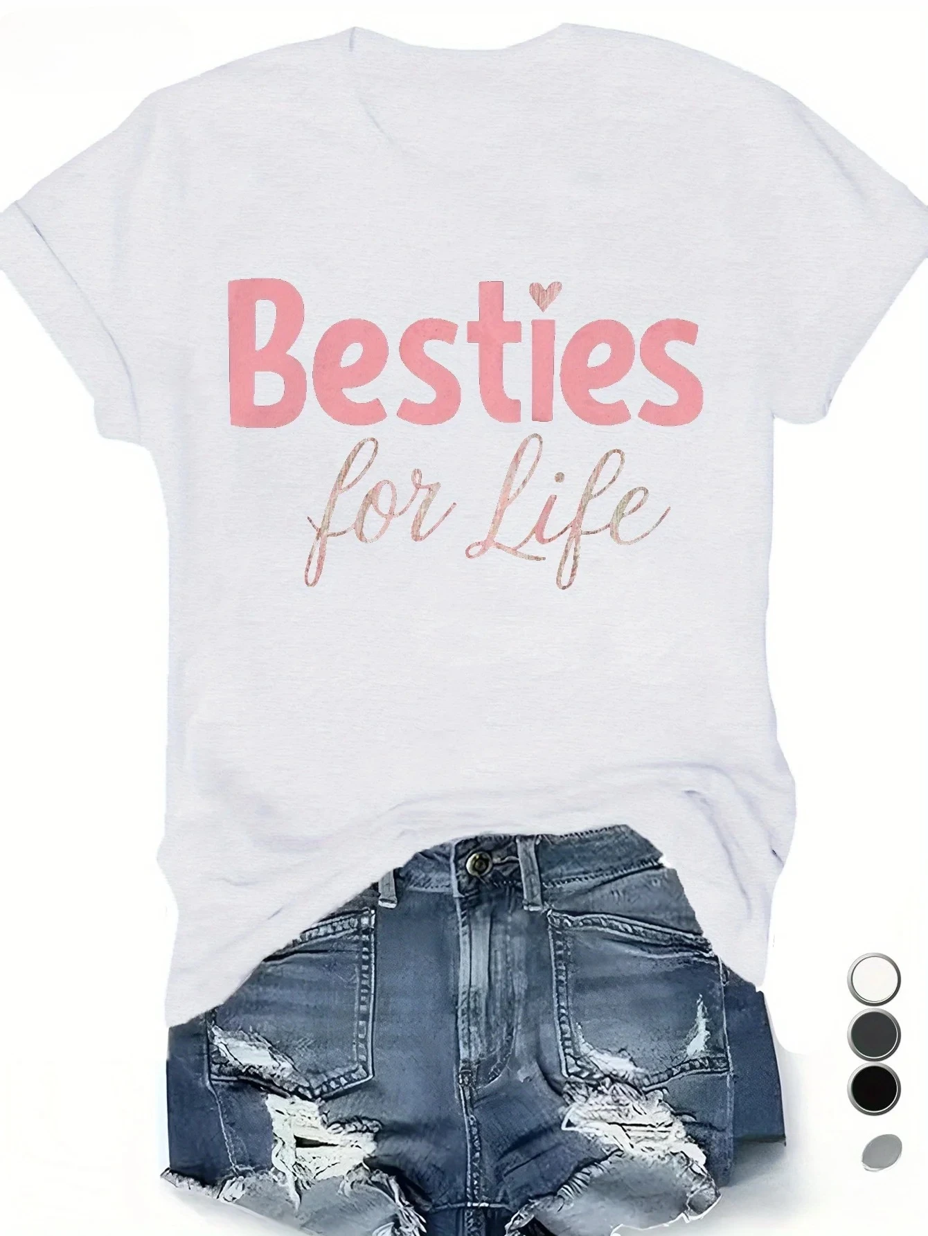 Besties for life Women's Short Sleeve T-Shirt Fashionable Letter Cartoon Print Women'S Round Neck T-Shirt Inspirational T-Shirt
Besties for life Women's Short Sleeve T-Shirt Fashionable Letter Cartoon Print Women'S Round Neck T-Shirt Inspirational T-Shirt
