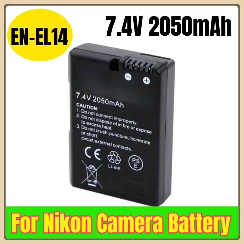 7.4V 2050mAh EN-EL14 Camera Battery for Nikon D5100 D5200 D5300 D5600 D5500 D3300 D3400 D3500 P7000 P7100 P7700
7.4V 2050mAh EN-EL14 Camera Battery for Nikon D5100 D5200 D5300 D5600 D5500 D3300 D3400 D3500 P7000 P7100 P7700