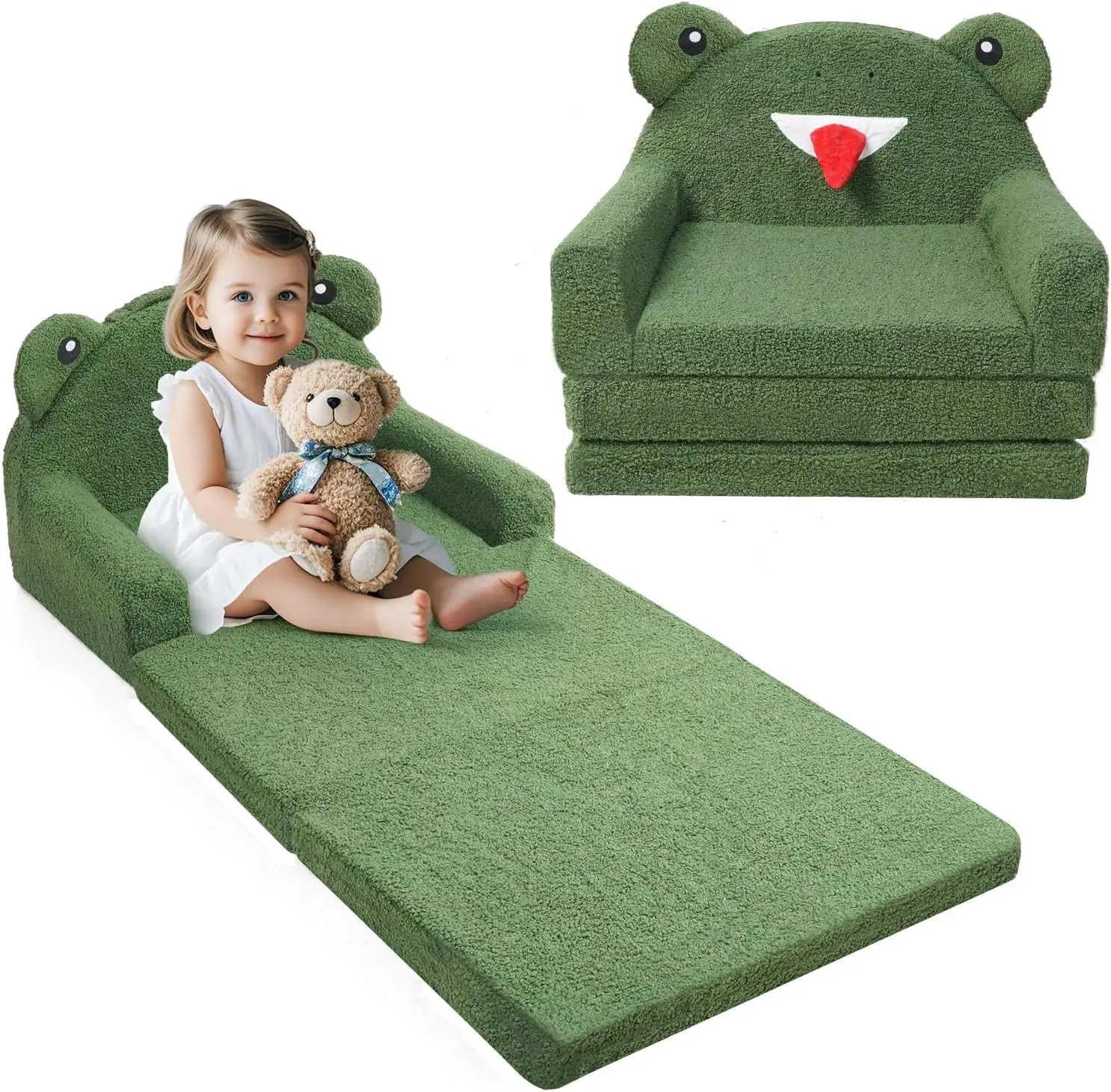 Diary Kids Couch, 2-In-1 Soft Toddler Couch Fold Out, Toddler Chair Comfy, Convertible Sofa To Lounger With Frog Designs, Green
Diary Kids Couch, 2-In-1 Soft Toddler Couch Fold Out, Toddler Chair Comfy, Convertible Sofa To Lounger With Frog Designs, Green