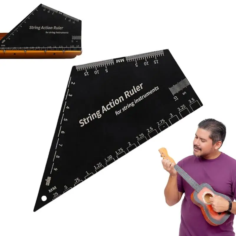 Guitar Gauge Fret Rocker Stainless Steel Guitar Fret Leveling String Height Tool Luthier Measurement Spacing Ruler For Mandolins
