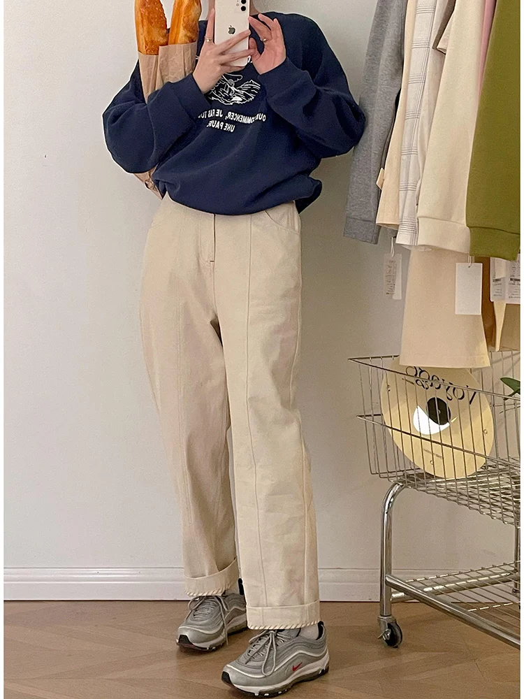 Женские повседневные брюки с высокой талией и прямыми штанинами, весна 2024, новинка, утягивающие, универсальные, простые, для работы, широкие брюки
Женские повседневные брюки с высокой талией и прямыми штанинами, весна 2024, новинка, утягивающие, универсальные, простые, для работы, широкие брюки