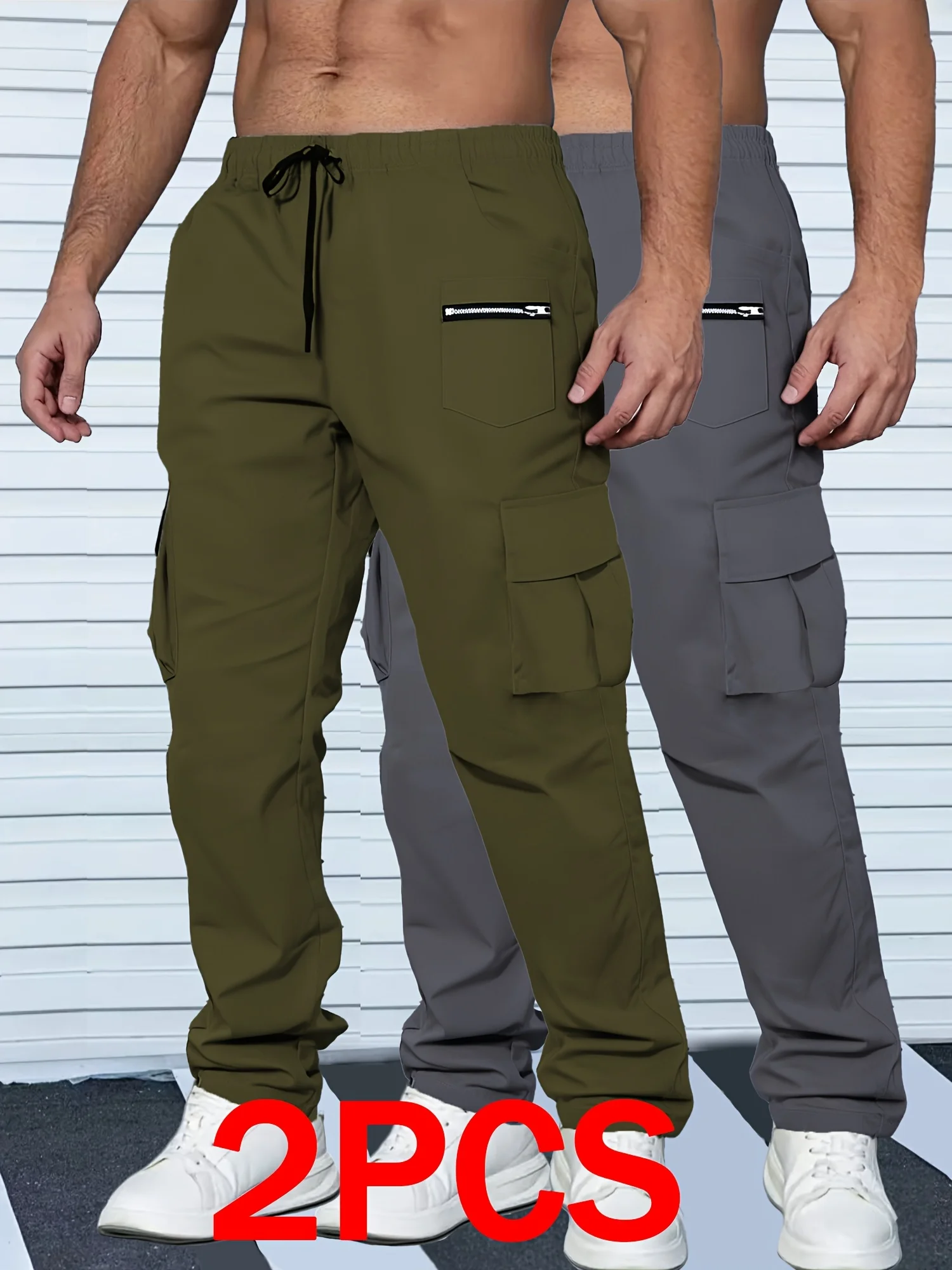 Set of 2 Men'S Stylish Cargo Trousers, Suitable for Casual Hikes, Featuring Breathable And Comfortable Loose Straight Fit with
Set of 2 Men'S Stylish Cargo Trousers, Suitable for Casual Hikes, Featuring Breathable And Comfortable Loose Straight Fit with