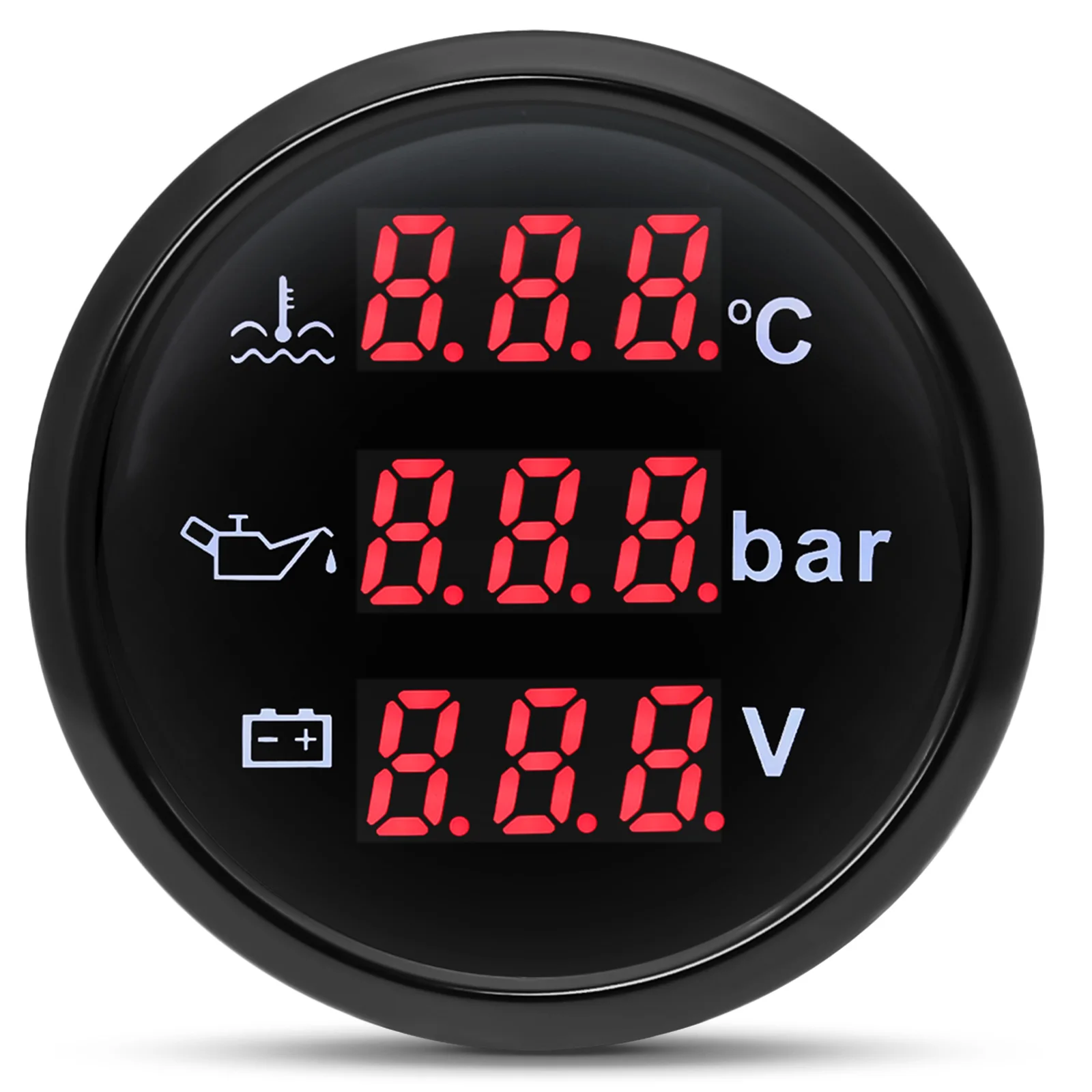 3 In 1 52mm Digital Gauge with Alarm 0~120℃ Water Temperature Gauge+Oil Pressure+Voltmeter 0-10Bar Oil Press Meter 9-32V
3 In 1 52mm Digital Gauge with Alarm 0~120℃ Water Temperature Gauge+Oil Pressure+Voltmeter 0-10Bar Oil Press Meter 9-32V