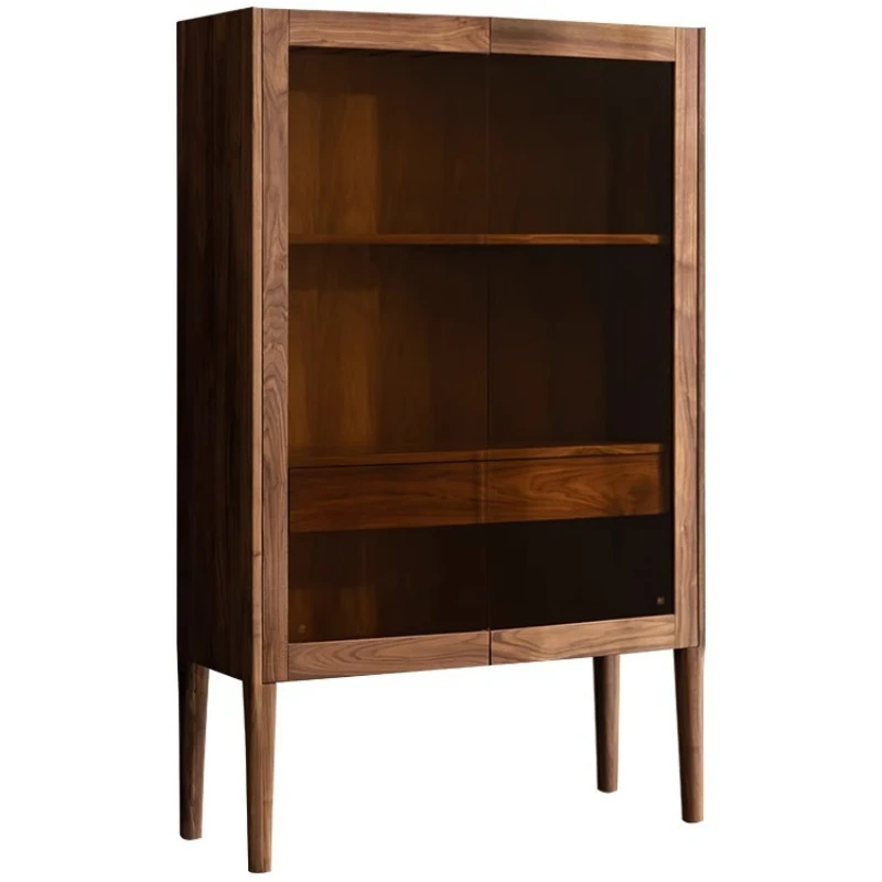 Nordic light luxury black walnut wine cabinet living room wall solid wood glass double door partition display cabinet dining
Nordic light luxury black walnut wine cabinet living room wall solid wood glass double door partition display cabinet dining