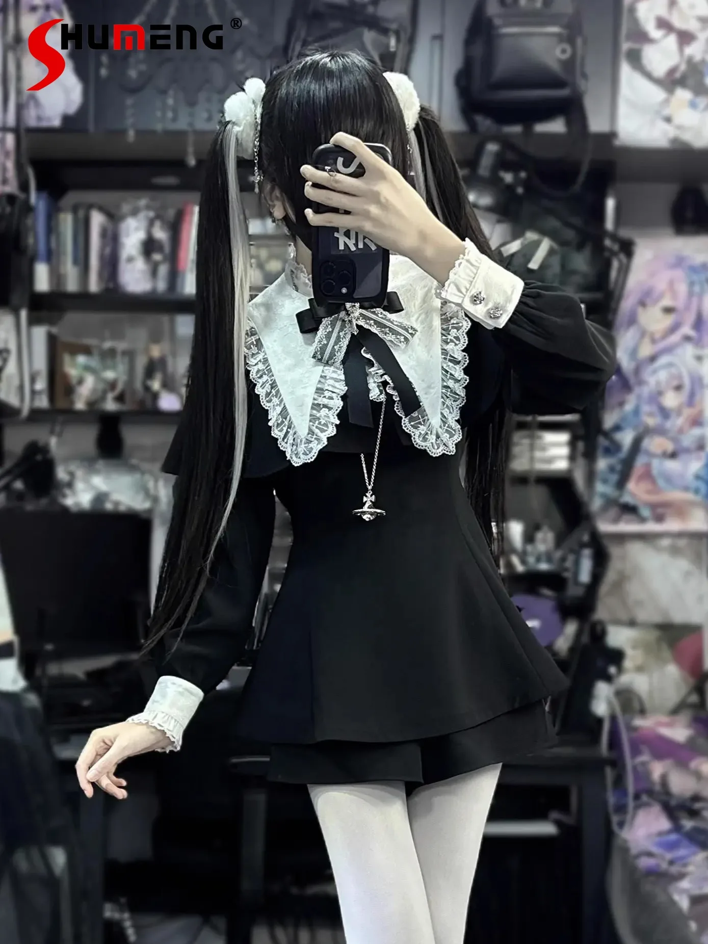 Japanese Mine Mass- Produced Bow Lace Slim Long-sleeved Dress + Elastic Waist Shorts 2 Piece Sets Autumn Winter Womens Outfits
Japanese Mine Mass- Produced Bow Lace Slim Long-sleeved Dress + Elastic Waist Shorts 2 Piece Sets Autumn Winter Womens Outfits
