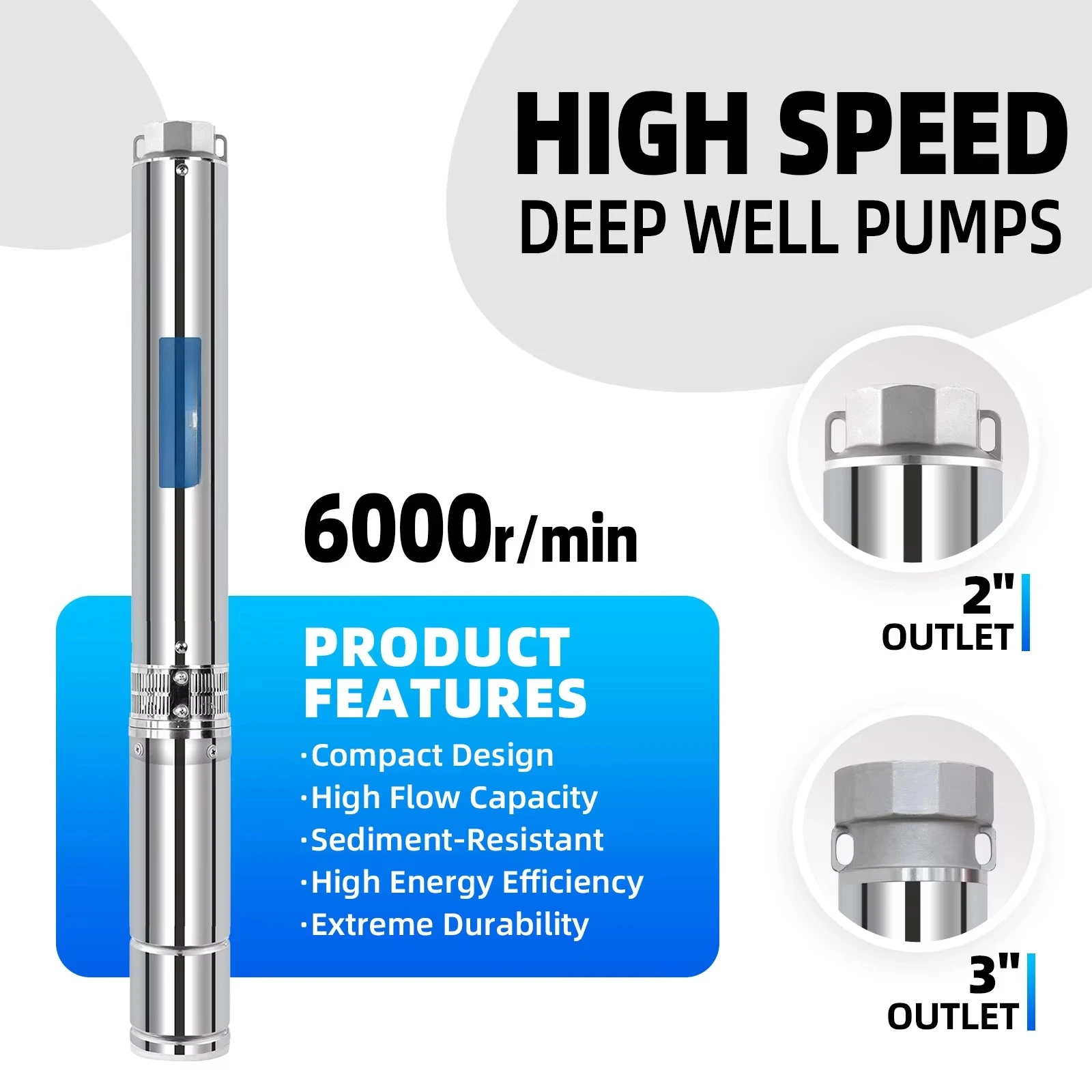 High Speed 6000R/Min 380V Three Phase 11Kw 15Hp Solar Hybrid Water Pump Deep Well Submersible Water Pump
High Speed 6000R/Min 380V Three Phase 11Kw 15Hp Solar Hybrid Water Pump Deep Well Submersible Water Pump