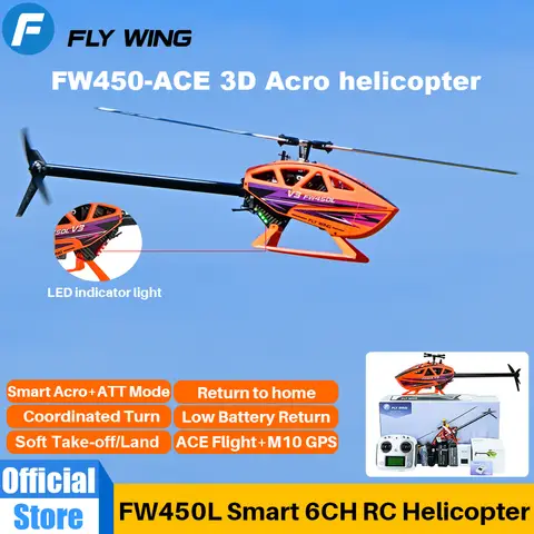 FLYWING FW450L-ACE RC Helicopter Smart Acro FW450 V3 Helicopter with ACE Flight Control ATT mode 3D Fly 3D stunt 25min flight