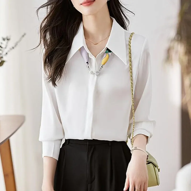 New Long Sleeve Turn Down Collar Women Shirt White Chiffon Shirt Blouse Women Tops Blouses Shirts Blusas Para Mujer Camisas N201
New Long Sleeve Turn Down Collar Women Shirt White Chiffon Shirt Blouse Women Tops Blouses Shirts Blusas Para Mujer Camisas N201
